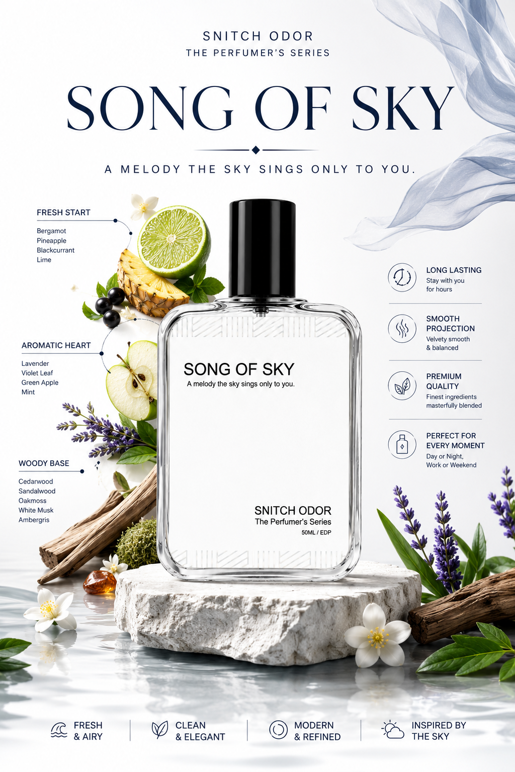 Song of Sky by Snitch Odor | 50ml Eau de Parfum | Fresh Fruity Aromatic Woody Perfume | The Perfumer's Series