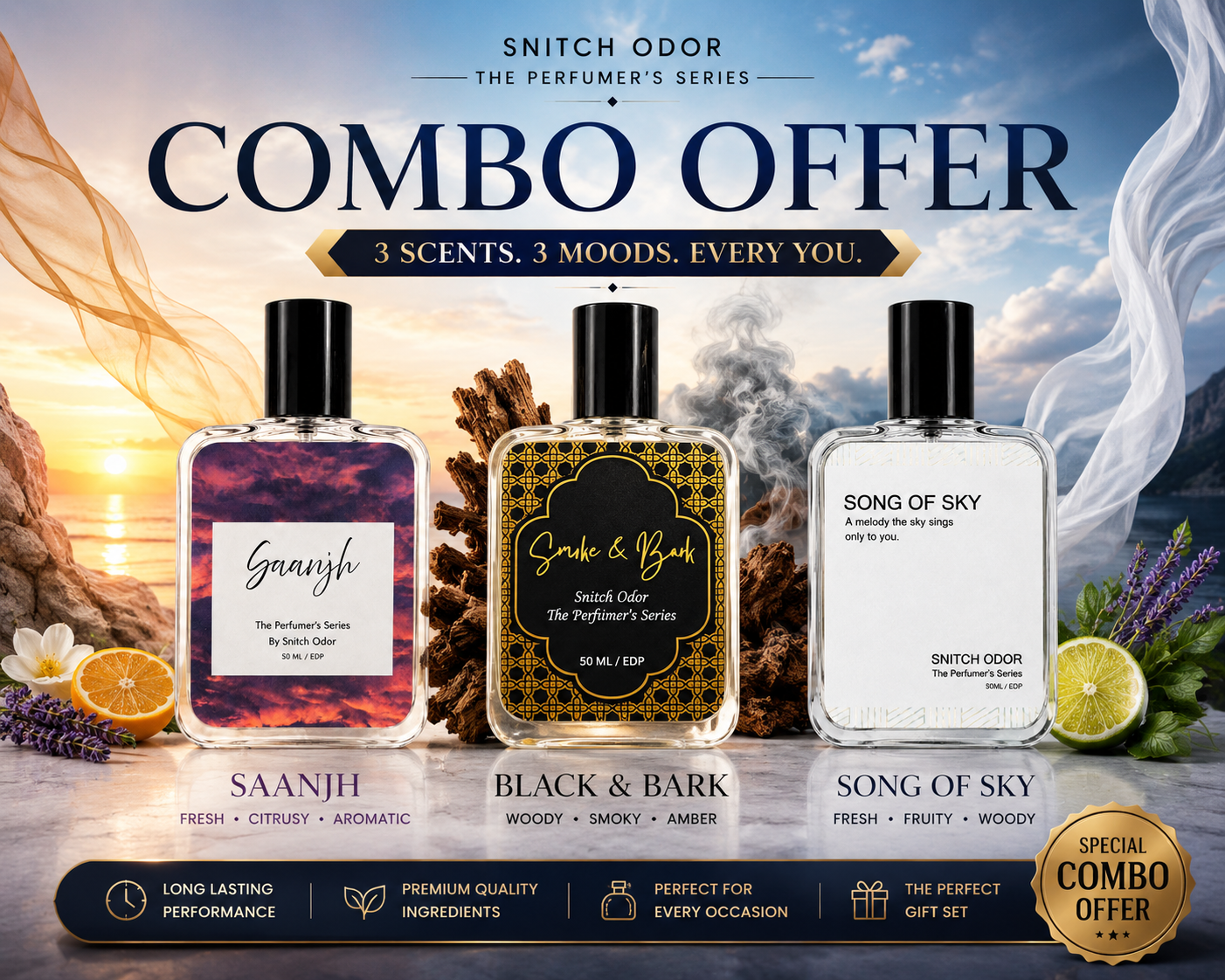 Three Signature Fragrances. Three Distinct Personalities. One Premium Collection.